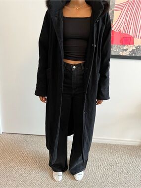 NUAGE Vintage Black Hooded Coat
